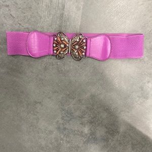 Elastic butterfly purple crystal clip belt (One size)